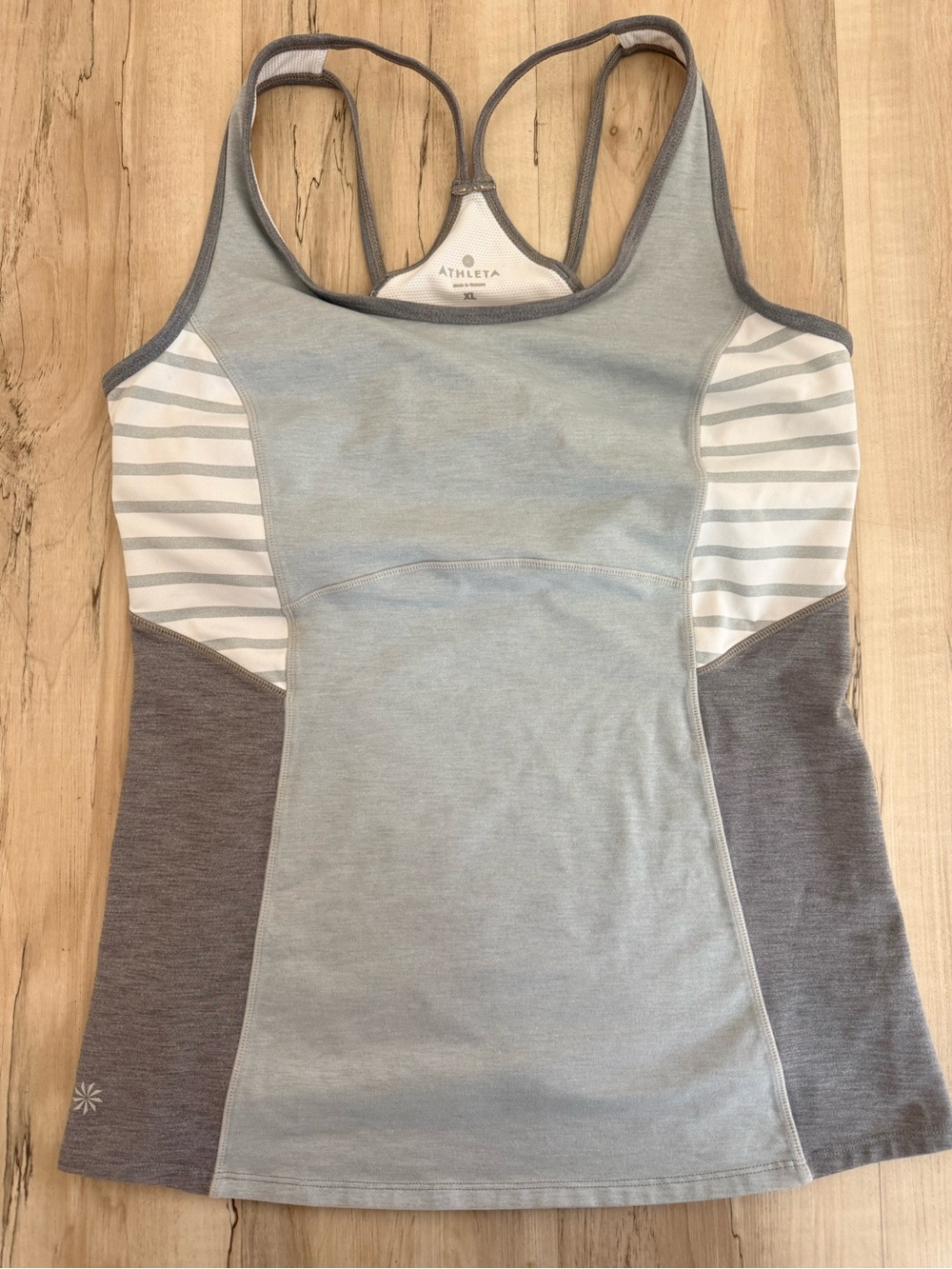 Athleta Women’s XL Gray/White Striped Racerback Tank Top